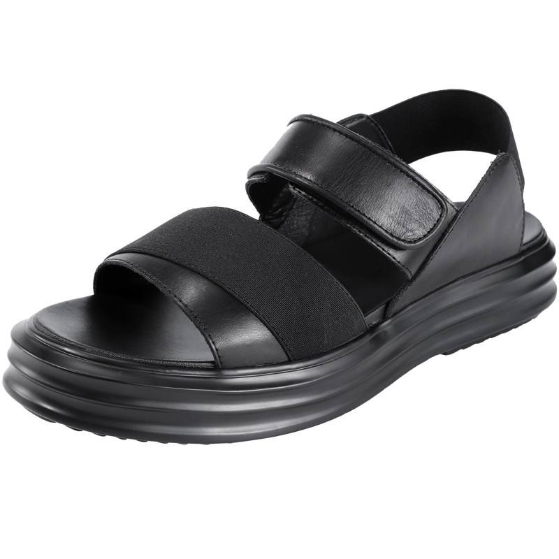 GOLF高尔夫男士新款头层牛皮休闲鞋夏季露趾百搭沙滩鞋韩版真皮潮流鞋子