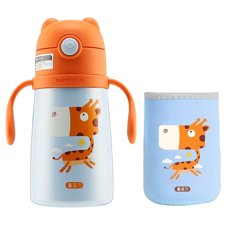 (私人定制)长颈鹿杯具熊儿童水杯幼儿园宝宝防漏吸管杯儿童防摔防呛学饮杯 鸭嘴杯保温杯BEDDYBEAR学饮杯