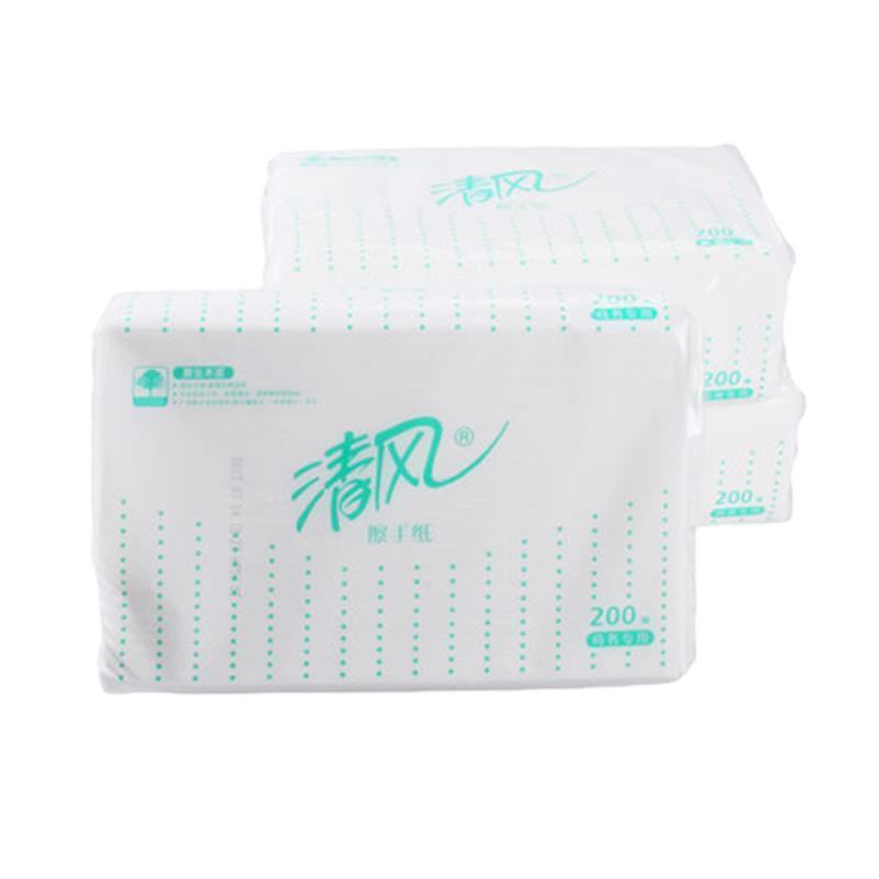 清风擦手纸B913JY 单层三折200抽*包 20包/箱 (整箱销售)