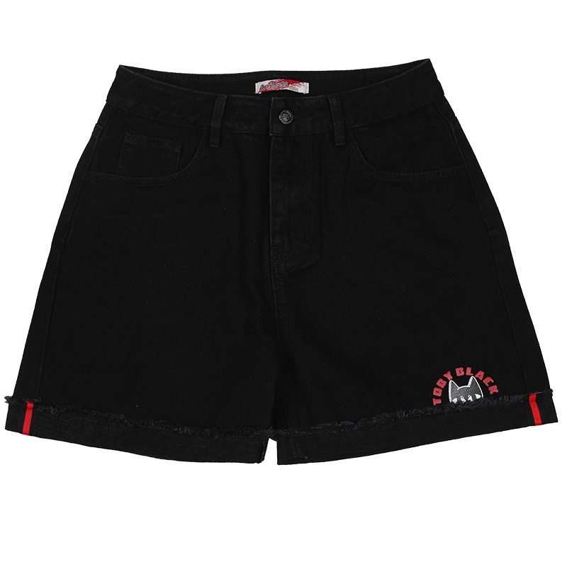 a02新款2020潮流卡通印花显瘦毛边卷边牛仔短裤女DTV2D0681PN