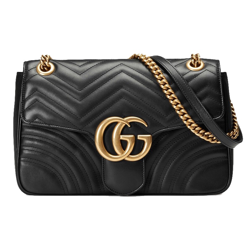 [海外直邮]GUCCI 古驰女包GG Marmont系列黑色中号绗缝链条包单肩包斜挎包443496 DRWAT 1000