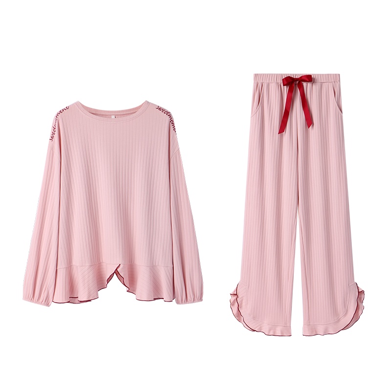 安之伴睡衣女秋冬季纯棉长袖甜美少女宽松全棉家居服两件套装春秋