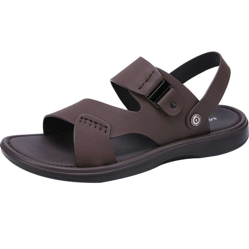 木林森男士鞋凉鞋子夏季男牛皮沙滩鞋男鞋休闲软底鞋两用凉拖鞋SM97722