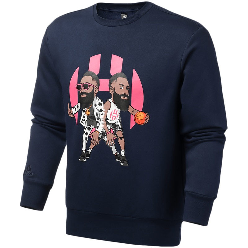 阿迪达斯男服卫衣圆领套头哈登漫画休闲运动服FK6471