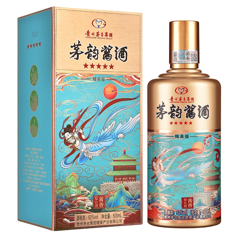 贵州茅台集团健康产业有限公司 53度酱香型白酒 茅韵酱酒 精英版 飞天仕女图礼盒酒水 500mL*1瓶