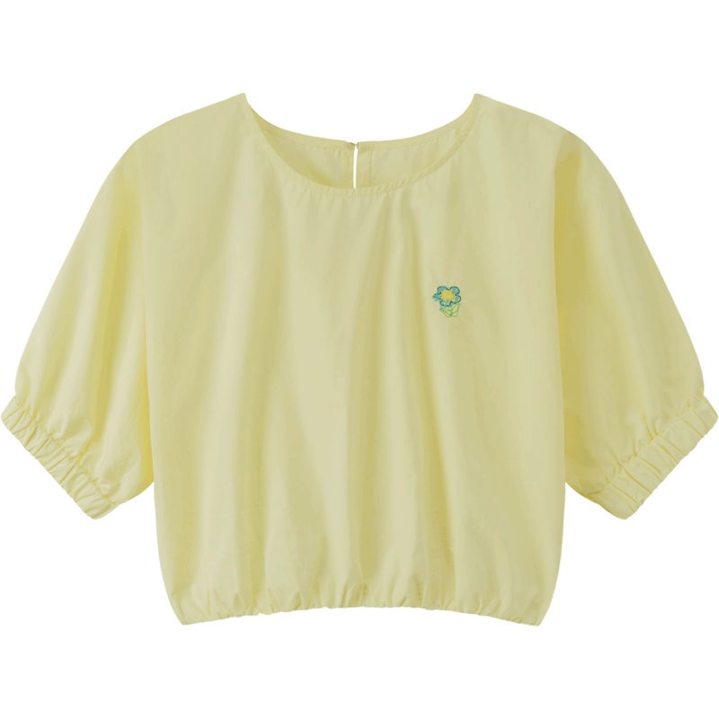 OtherMix绣花短袖衬衫2021年夏季新款韩版短款小个子套头女上衣潮