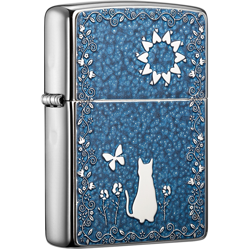 zippo芝宝打火机美国原装ZIPPO之宝防风煤油打火机月下猫思ZBT-4-62a