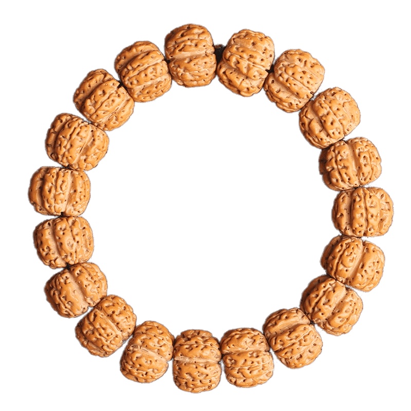 [梵心阁]尼泊尔收藏级五瓣大金刚菩提子满肉姜黄皮蜂窝双龙纹原籽文玩手串