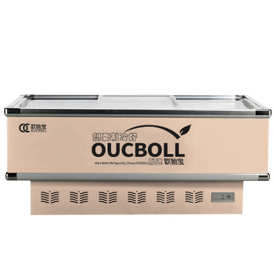 欧驰宝(OUCBOLL) 868升 推拉门 岛柜 2.5米商用冷藏冷冻展示柜 卧式冷柜 肉食海鲜柜 速冻商用冰柜