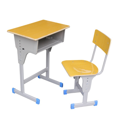 逐鹿中原学生课桌椅 辅导班书桌学习桌椅写字桌 学校培训班TY-242可升降幼儿园学习桌 单人单柱普通课桌+靠背椅
