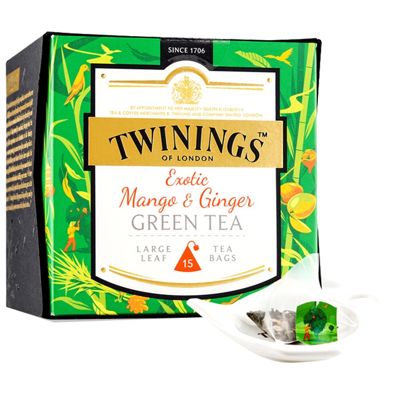 英国川宁(TWININGS) 异国风情姜芒绿茶15包*2g 波兰进口茶叶袋泡茶包