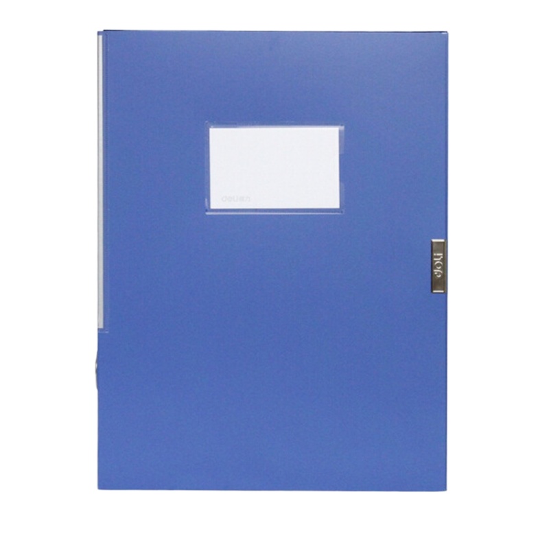 得力(deli)文件夹A4档案盒文件册活页资料盒档案盒塑料大容量办公文具用品插页文件夹 35mm蓝色1只(5682)
