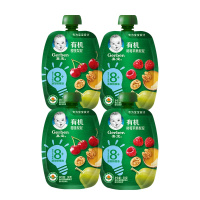 嘉宝4袋组合装有机树莓苹果梨泥 (添加核桃油)90g*2+樱桃梨泥 (添加核桃油) 90g*2 8月龄起