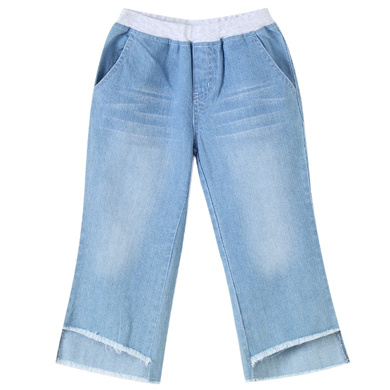 铅笔俱乐部童装2019夏季女童七分裤牛仔裤中大童七分牛仔裤儿童裤