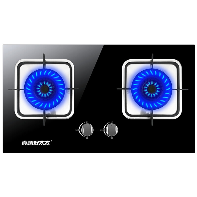 真情好太太 燃气灶煤气灶台嵌两用家用煤气炉嵌入式大火力方锅架钢化防爆玻璃面板脉冲点火熄火保护JZY-M208(天然气)