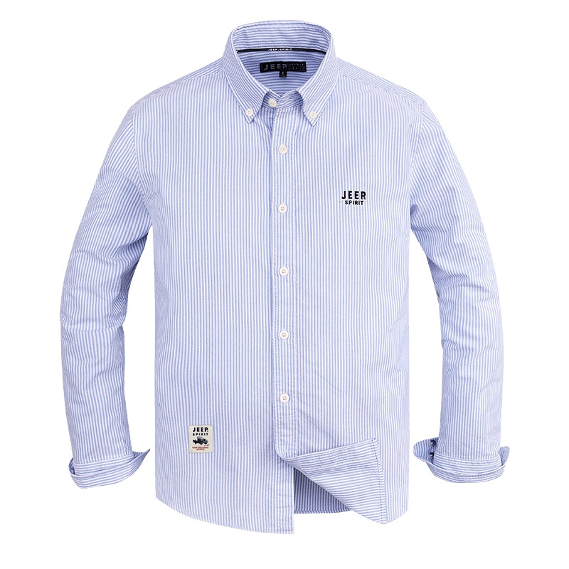 JEEP/吉普秋季新款男士商务休闲百搭简约条纹长袖职业正装青年时尚衬衫A245