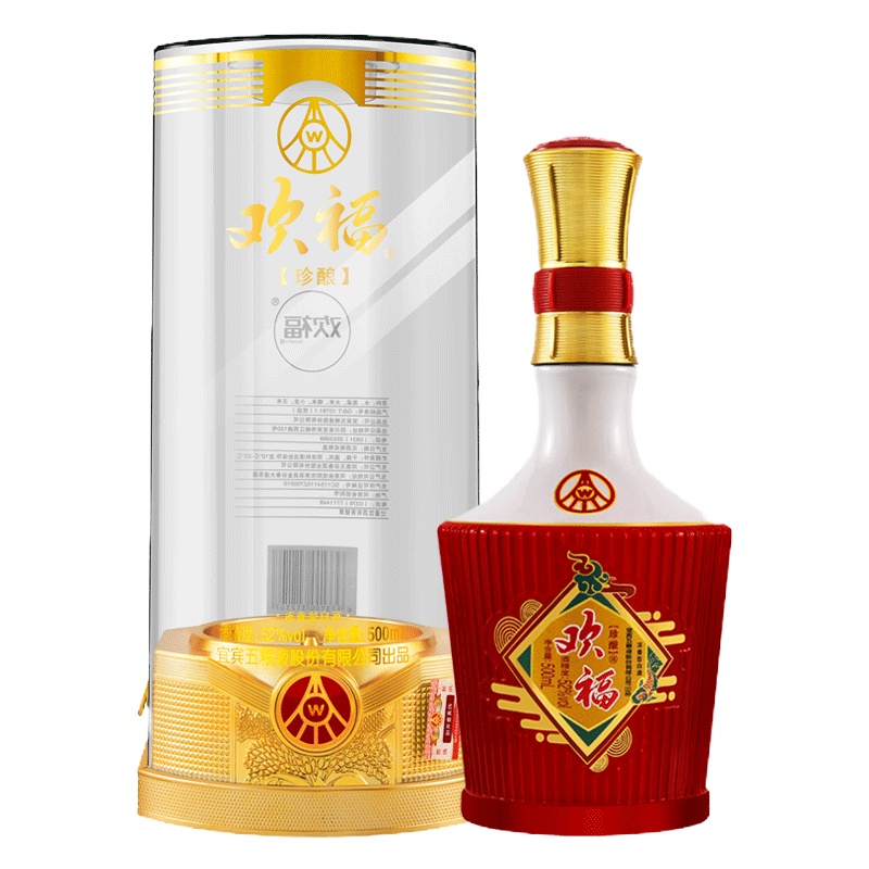 五粮液股份 欢福珍酿 浓香型白酒 52度 500ml 单瓶装