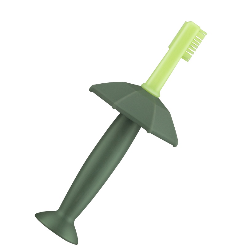 开优米(Kiuimi)婴儿牙刷硅胶儿童训练牙刷一婴幼儿0-2岁儿童1-3软毛宝宝乳牙刷孕婴童牙刷指套牙刷 绿色