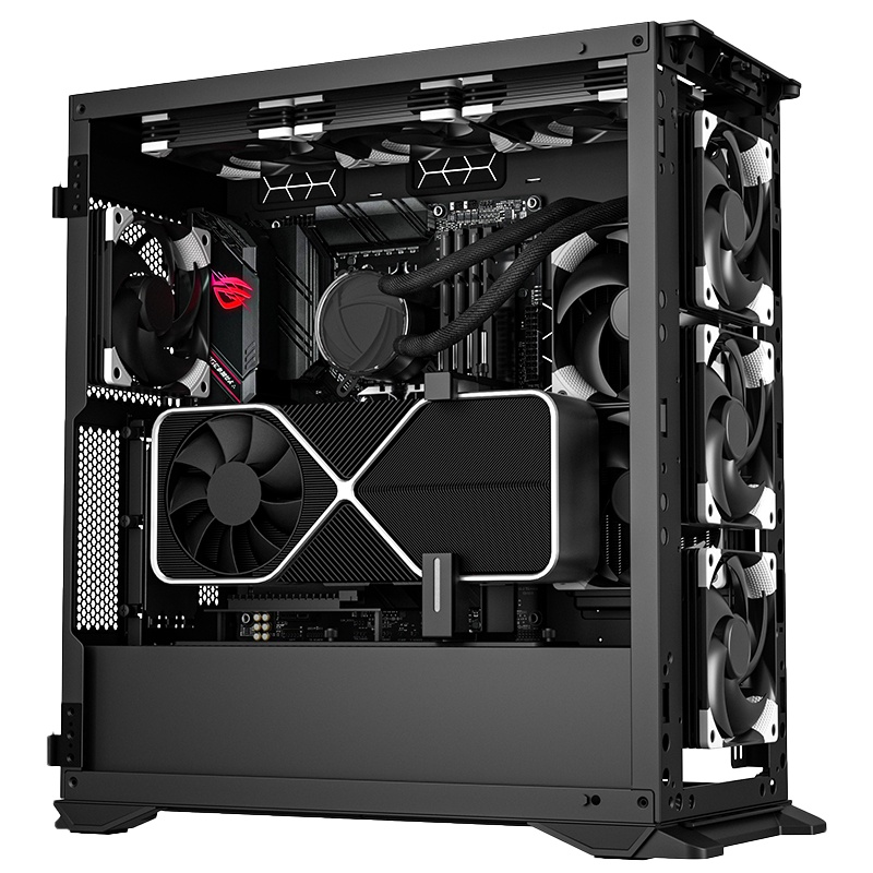 爱国者YOGO K100 黑色双U3+TYPE-C 电竞机箱DIY组装整机电脑游戏商务办公主机箱