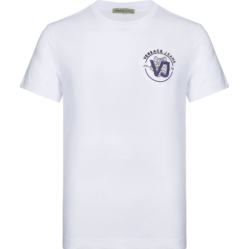 Versace JEANS 范思哲 男士虎头印花棉质圆领短袖T恤 B3GTA73G 36598