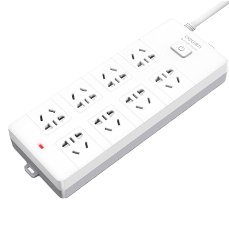 得力 电源插座 插座延长线插座 3C认证新国标线长3米 8孔2500W