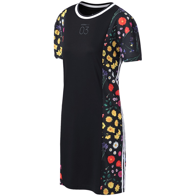adidas阿迪达斯NEO女子运动休闲连衣裙CV7371 L CV7371黑+白