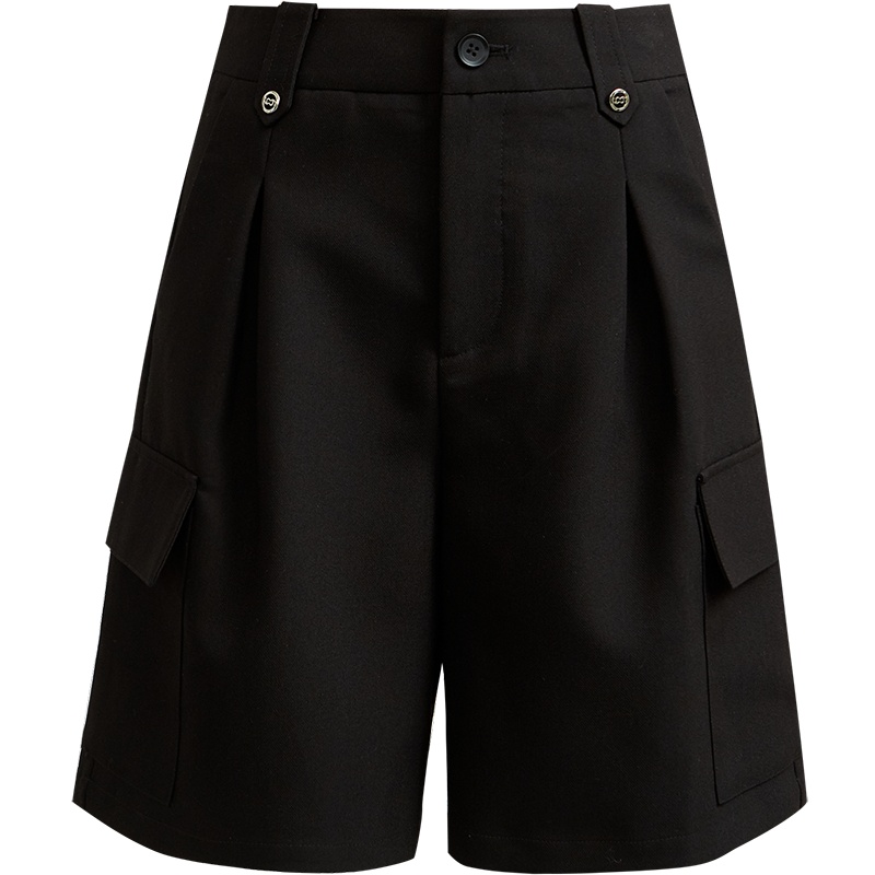 欧昵雪夏装高腰显瘦工装五分短裤女宽松直筒阔腿休闲裤子