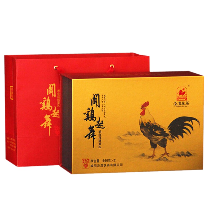 黑茶 茯茶 陕西茯砖茶 泾渭茯茶 [生肖系列]660g*2 闻鸡起舞 2017年份