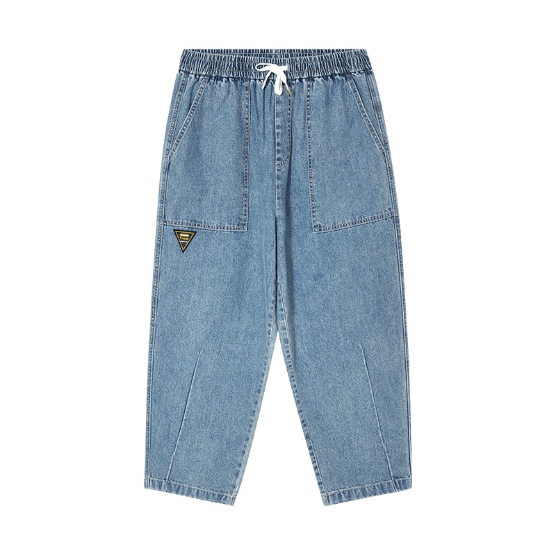 A21夏季2021新款男装 牛仔宽松橡筋腰萝卜九分裤男士潮百搭牛仔裤