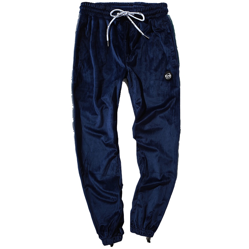 JPK原创潮牌立丝绒国潮男士裤子复古ins风校园运动薄绒大码休闲裤