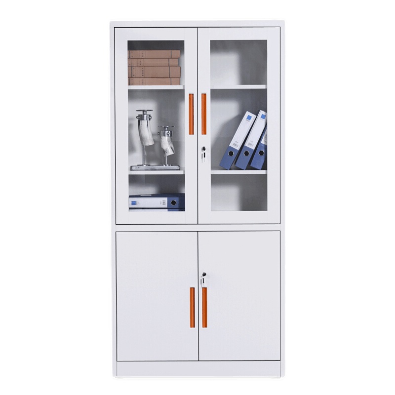 卓澳(ZHUOAO)文件柜办公柜钢制铁皮柜资料柜档案柜储物拆装柜大器械橘色拉手0.8mm