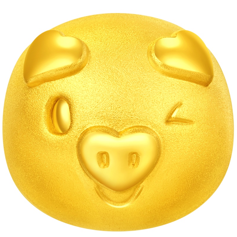 周大福 小金猪“诸事大吉”转运珠足金金吊坠 定价 R22132