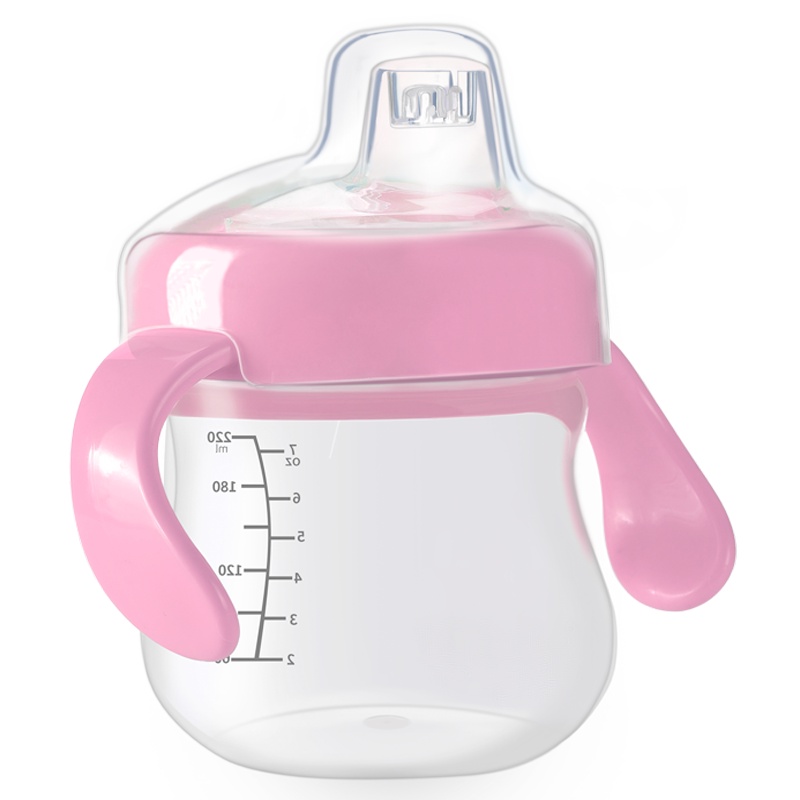 迪芽 小孩儿童水杯夏季带盖宝宝水杯婴儿学饮杯鸭嘴杯喝水杯子Playtex亚洲出品220ml(粉色)