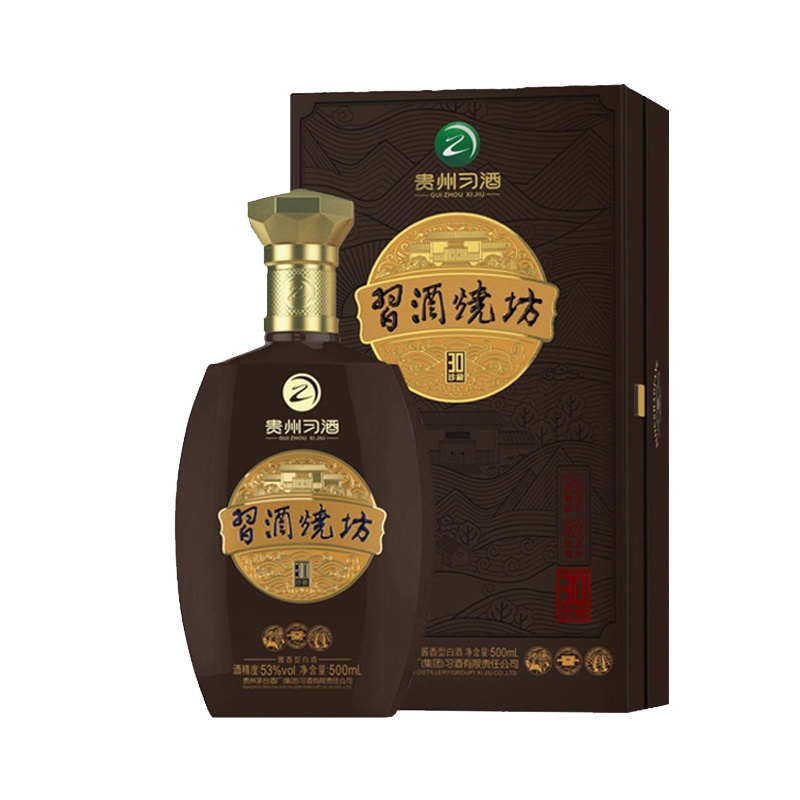 贵州习酒烧坊30珍藏53度酱香型高度高端白酒500ml单瓶侧开礼盒装送礼