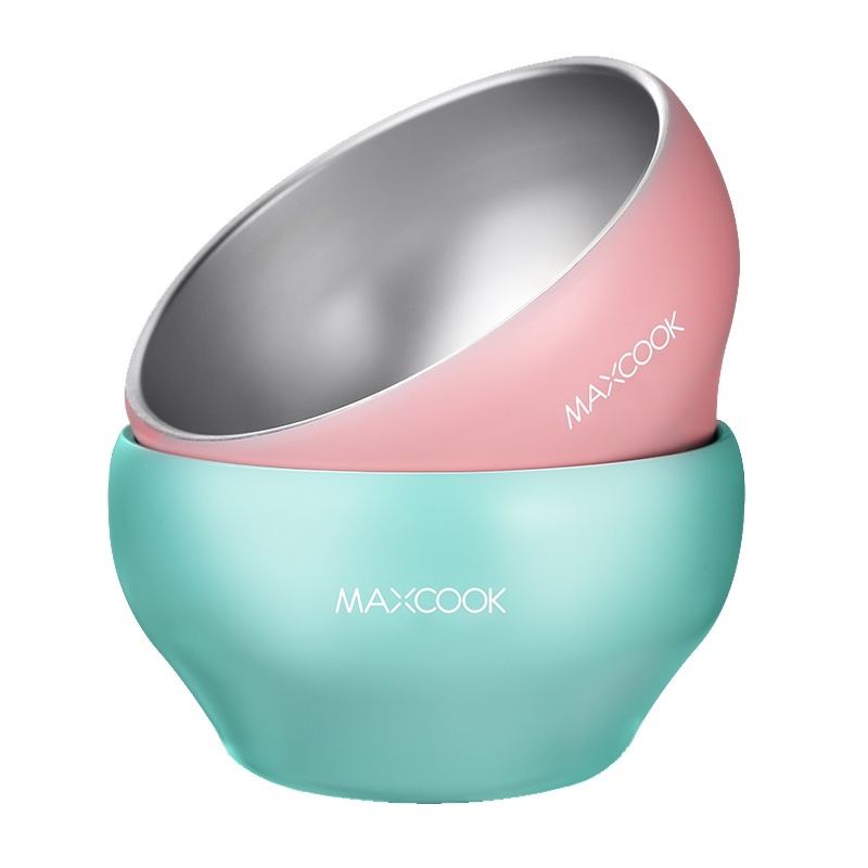 美厨(maxcook)304不锈钢碗 汤碗饭碗面碗双层隔热 家用彩色双色碗12CM(2只装)MCWA988