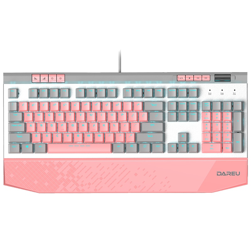 达尔优EK812 104键升级双拼混光线机械键盘电竞游戏键全键无冲 吃鸡键盘支持宏设置 812升级版双拼 粉灰色黑轴