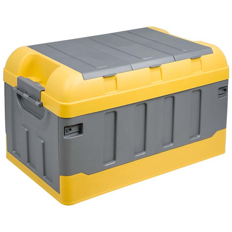 悦卡汽车后备箱收纳箱 车载多功能车内尾箱整理箱置物用品 R系列折叠储物箱 灰黄大号-70L