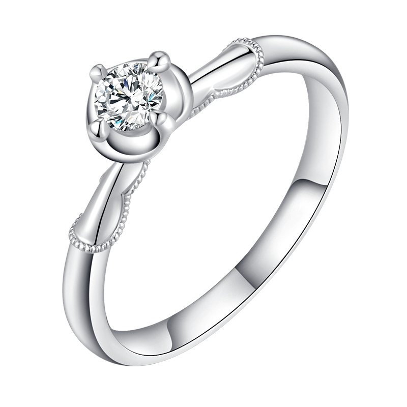 金至福 18K金戒指钻戒女结婚订婚求婚四爪经典镶嵌 双人舞系列 刻字定制