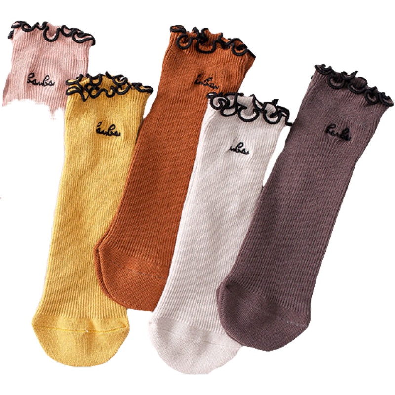 俞兆林袜子女薄款中筒袜ins潮堆堆长袜秋冬花边月子袜春秋可爱日系