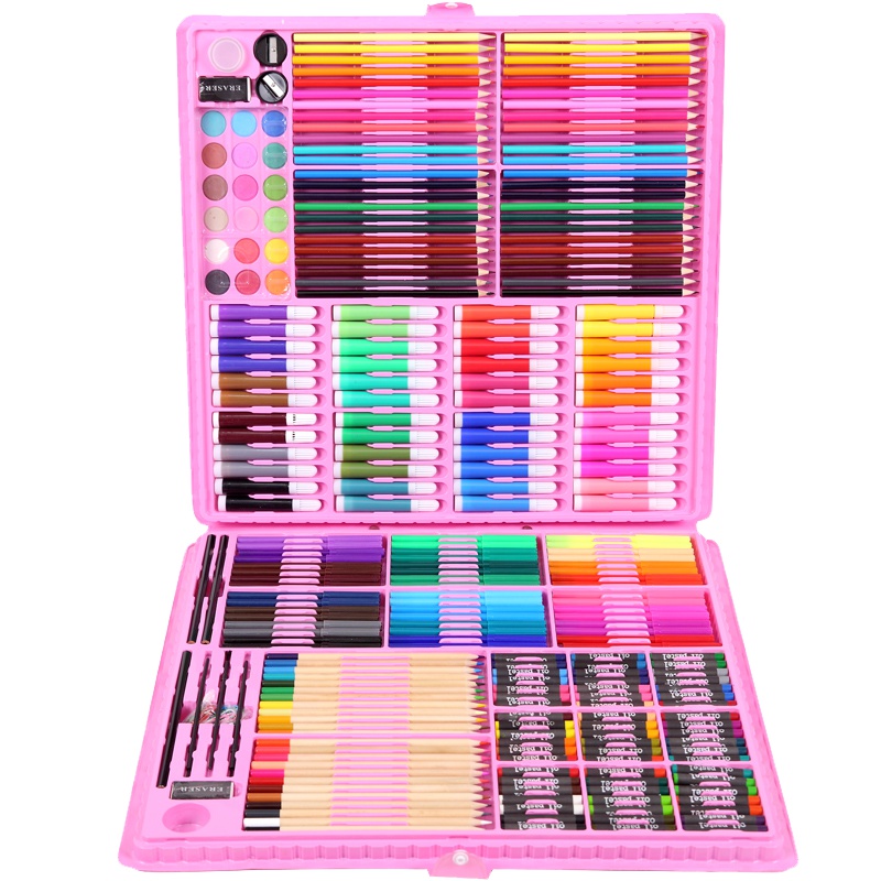 魔法棒258件黑色儿童文具套装学习礼品画画用品画笔小女孩幼儿园水彩笔小孩画笔礼盒小学生水彩笔美术文具学习男孩玩具女孩玩具