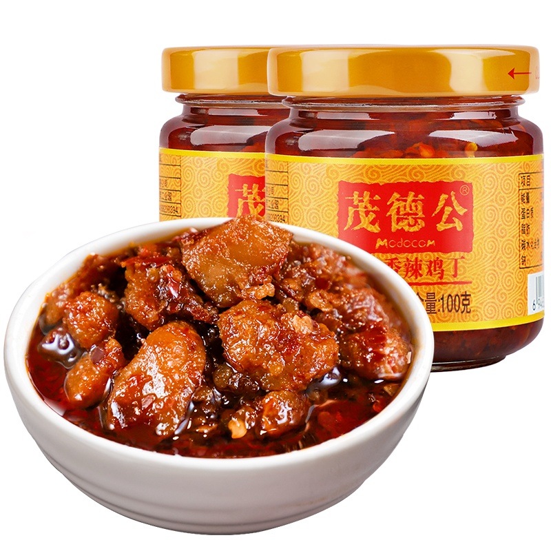 茂德公鸡丁辣椒酱农家香辣拌面拌饭酱自制下饭菜100g*2瓶