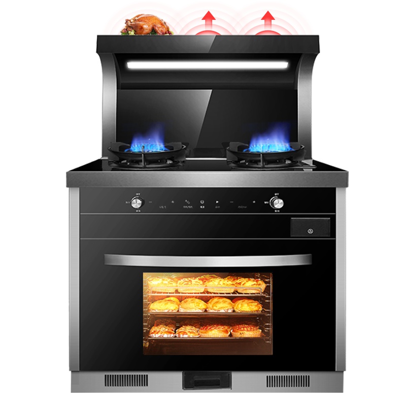 欧尼尔(OUNIER)LX8-SZK一体灶带蒸箱烤箱下排侧吸式机家用环保灶燃气自动清洗 21立方米 天然气集成灶