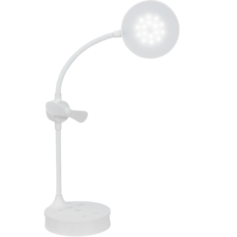 得力deli 4329LED风扇台灯 软叶风扇 USB充电台灯风扇 白色