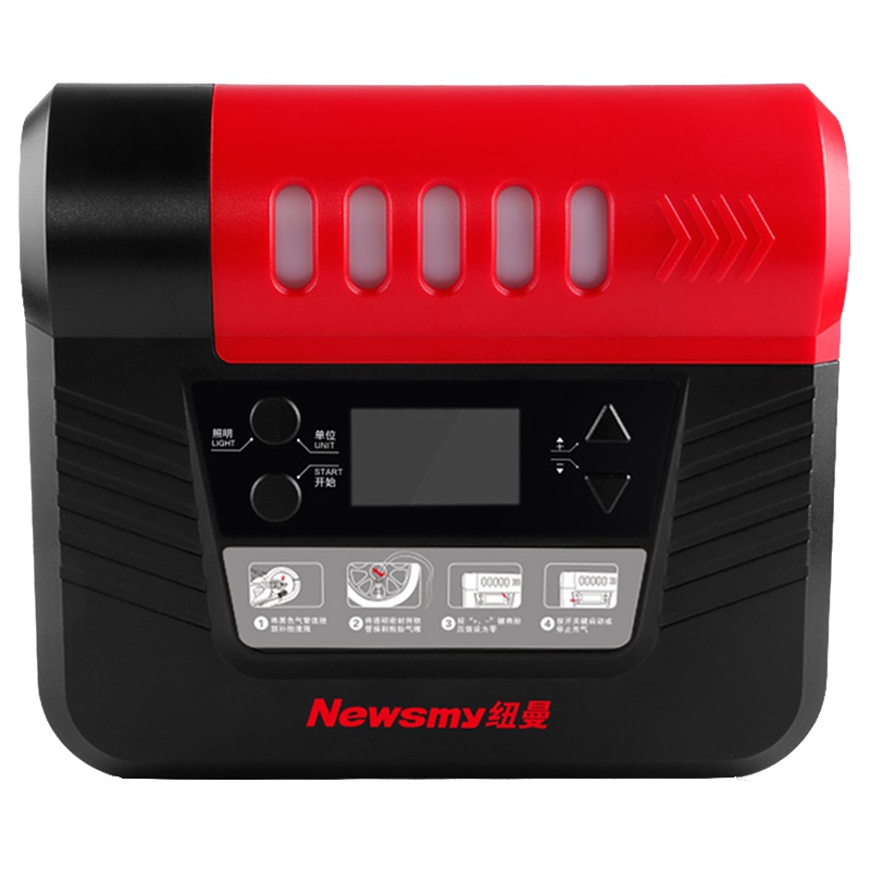 [苏宁自营]纽曼车载充气泵12V便携式小轿车双能侠充气泵车载智能自动充气补胎胎压预设数显照明一键补气泵压胎表汽车用打气泵