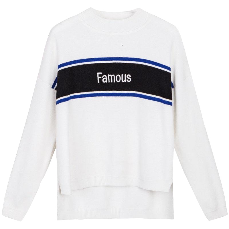 7M秋装新款白色不规则打底套头慵懒宽松显瘦毛针织衫女70009122