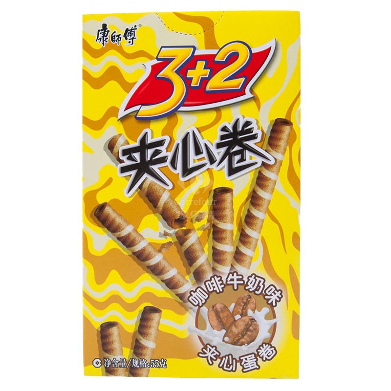 康师傅3+2夹心卷咖啡牛奶味55g*1袋
