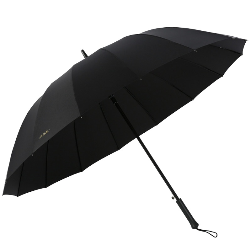 天堂伞直杆长柄直柄16骨黑胶防晒遮阳伞自动双人男加大商务晴雨伞 黑色