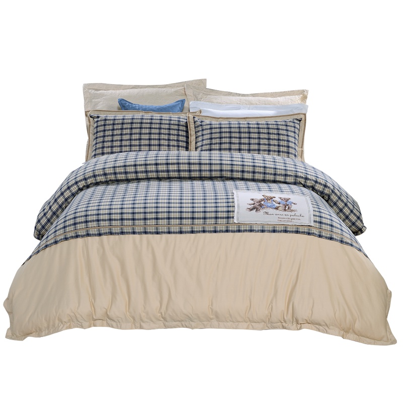 富安娜(FUANNA)家纺馨而乐纯棉四件套全棉床品1.8米床双人提花套件床上用品床单被套