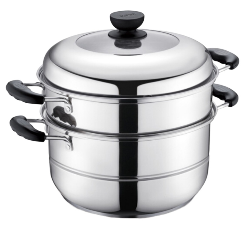 苏泊尔SUPOR易存储304不锈钢三层复底26cm蒸锅燃气电磁炉通用汤锅蒸笼蒸鱼锅SZ26B4