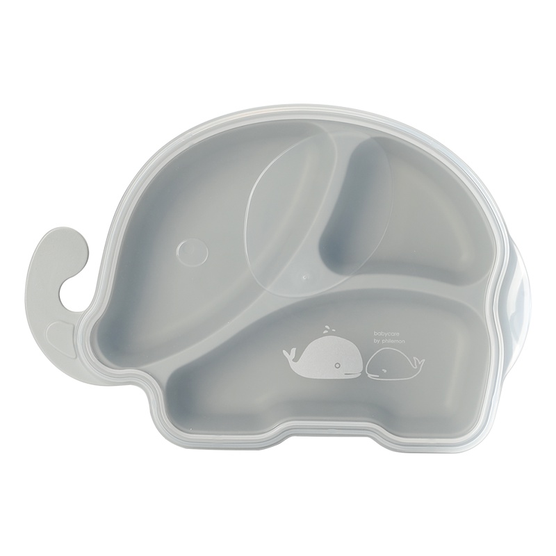 babycare宝宝餐盘 儿童餐具创意卡通盘子 可爱家用分格盘 科里斯灰 2320